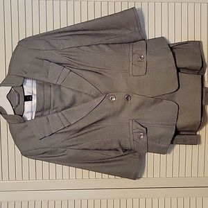 Black tweed lined jacket and matching straight skirt size 8.